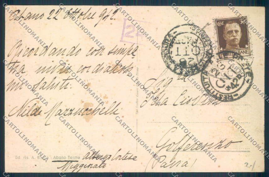Padova Abano Terme cartolina ZQ2569 – retro