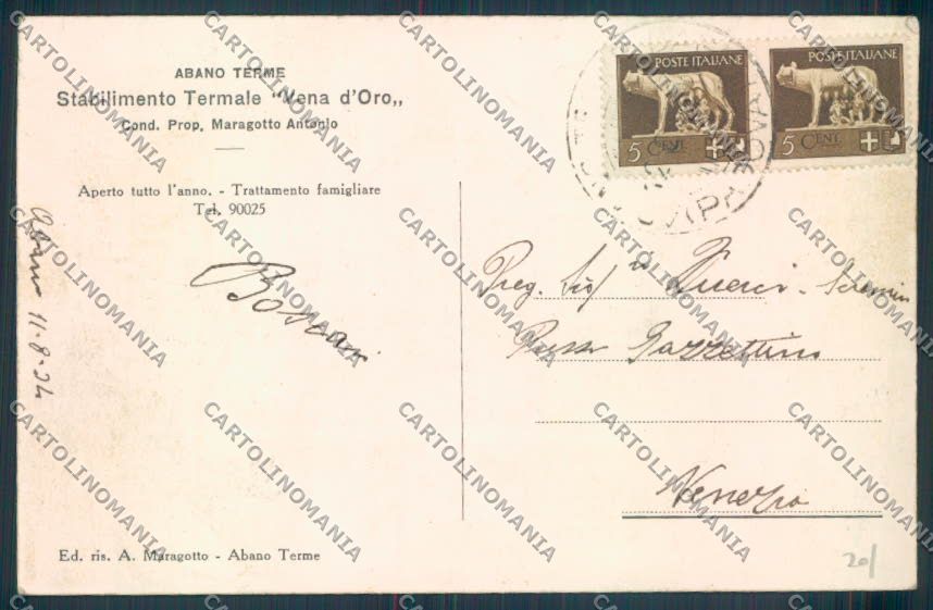 Padova Abano Terme cartolina ZQ2575 – retro