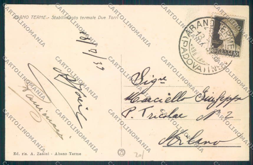 Padova Abano Terme Chiaro di Luna cartolina ZQ2578 – retro