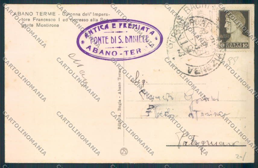 Padova Abano Terme cartolina ZQ2592 – retro