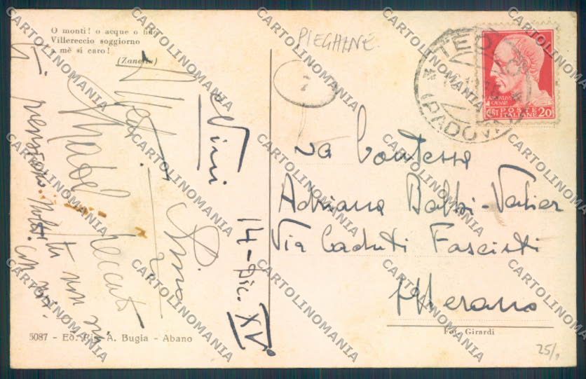 Padova Teolo PIEGHINE cartolina ZQ2655 – retro