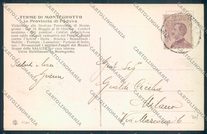 Padova Motegrotto Terme cartolina ZQ2685 – retro