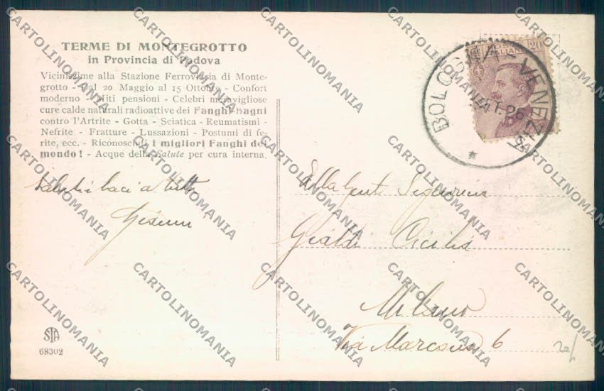 Padova Motegrotto Terme cartolina ZQ2687 – retro