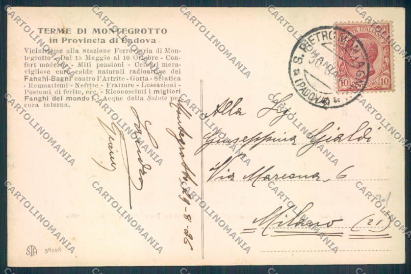 Padova Motegrotto Terme cartolina ZQ2688 – retro