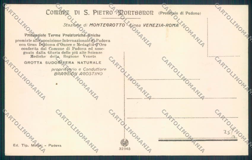 Padova Motegrotto Terme cartolina ZQ2690 – retro