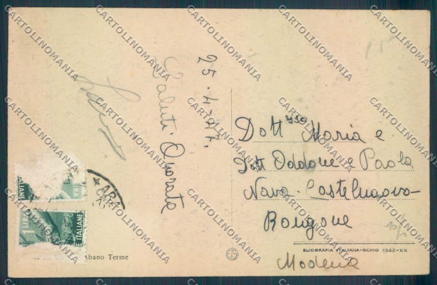 Padova Abano Terme Monteortone cartolina ZQ2693 – retro