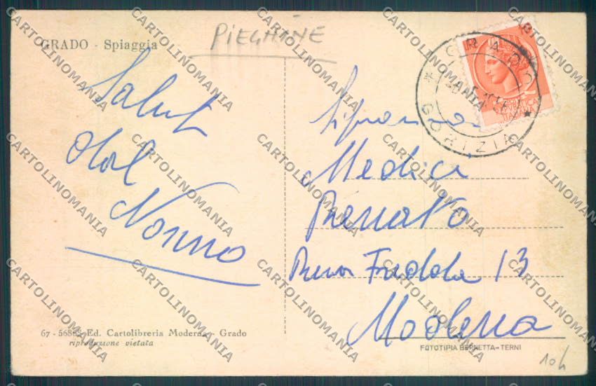 Gorizia Grado Barca PIEGHINE cartolina ZQ3288 – retro