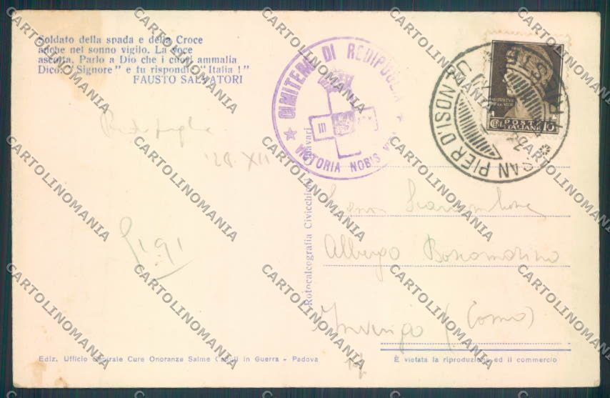 Gorizia Fogliano Redipuglia Cimitero cartolina ZQ3410 – retro