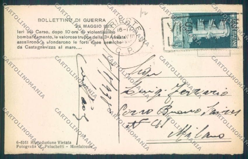 Gorizia Fogliano Redipuglia Cimitero cartolina ZQ3419 – retro
