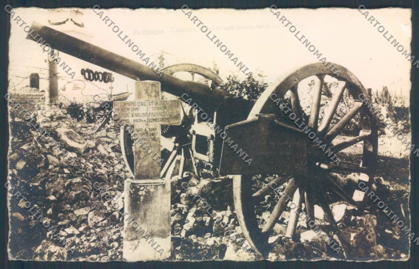 Gorizia Fogliano Redipuglia Cimitero Cannone PIEGA Foto cartolina ZQ3446 – fronte