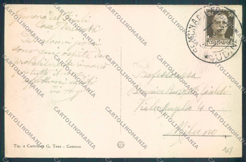 Udine Gemona del Friuli cartolina ZQ3675 – retro