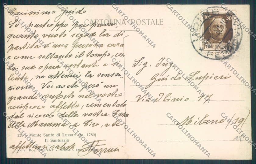 Udine Carnia Monte Santo di Lussari Foto cartolina ZQ3801 – retro