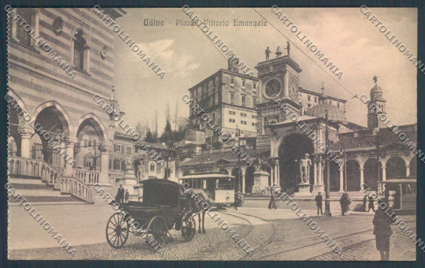 Udine Città Tram Calesse cartolina ZQ4198 – fronte