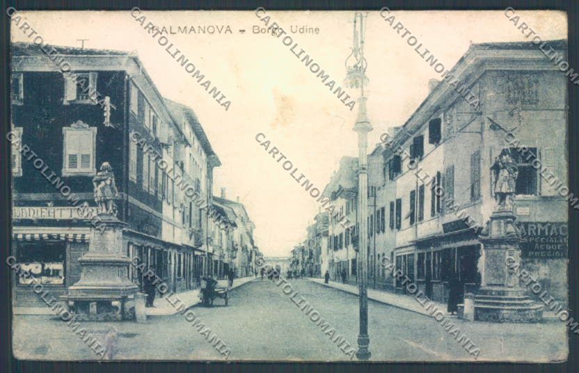Udine Palmanova Farmacia SCOLLATA PIEGHINE cartolina ZQ4275 – fronte
