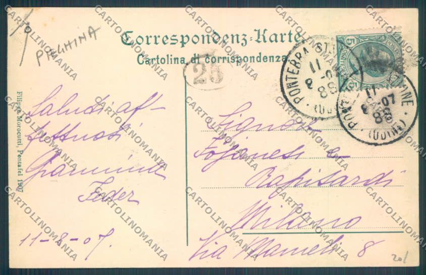 Udine Pontebba PIEGHINA cartolina ZQ4281 – retro