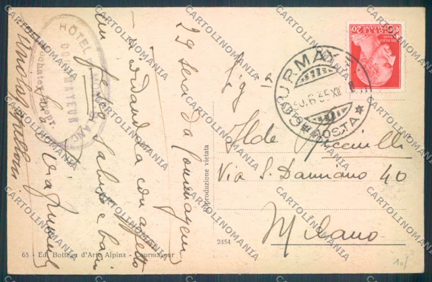 Aosta Courmayeur cartolina ZQ4618 – retro