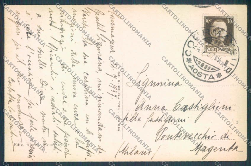 Aosta Courmayeur cartolina ZQ4628 – retro