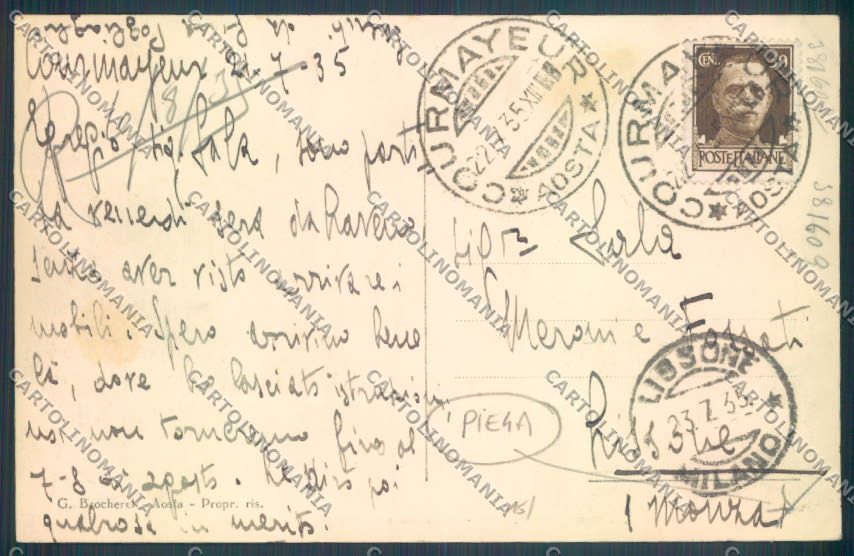 Aosta Courmayeur PIEGA cartolina ZQ4643 – retro