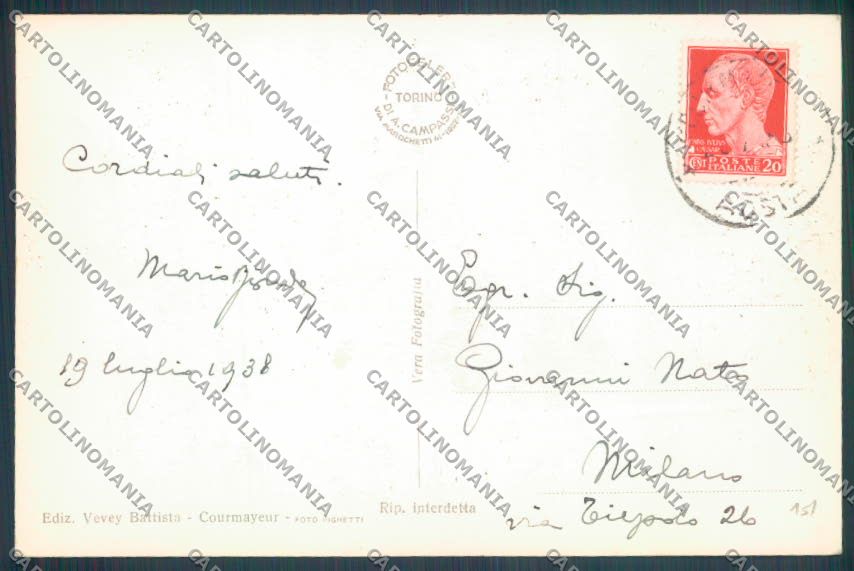 Aosta Courmayeur Foto cartolina ZQ4651 – retro
