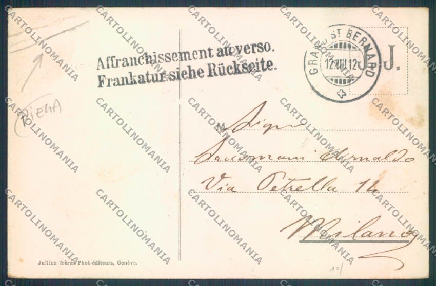 Aosta Gran San Bernardo PIEGA cartolina ZQ4671 – retro