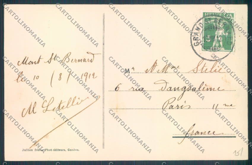 Aosta Gran San Bernardo Nevicata Cane Dog cartolina ZQ4690 – retro
