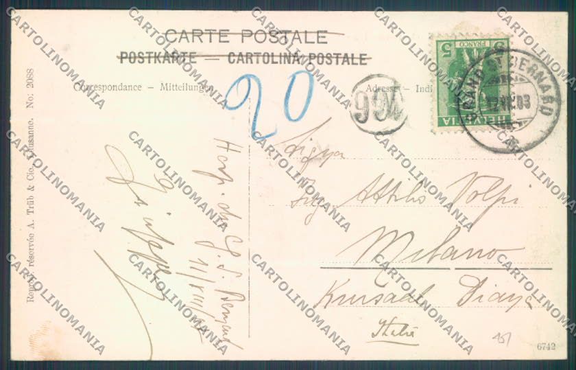 Aosta Gran San Bernardo Nevicata cartolina ZQ4694 – retro