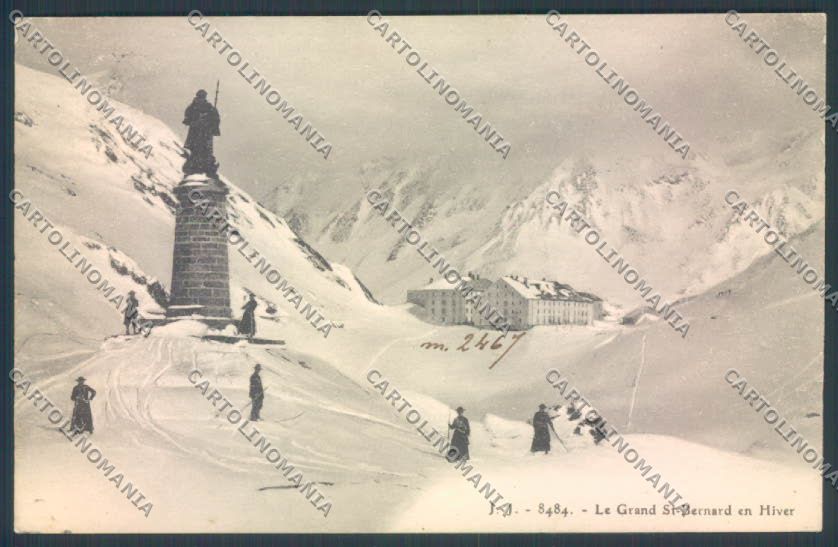 Aosta Gran San Bernardo Nevicata Sci cartolina ZQ4696 – fronte