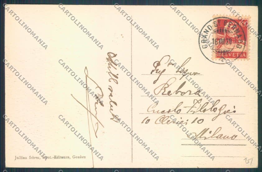 Aosta Gran San Bernardo Nevicata Sci cartolina ZQ4696 – retro