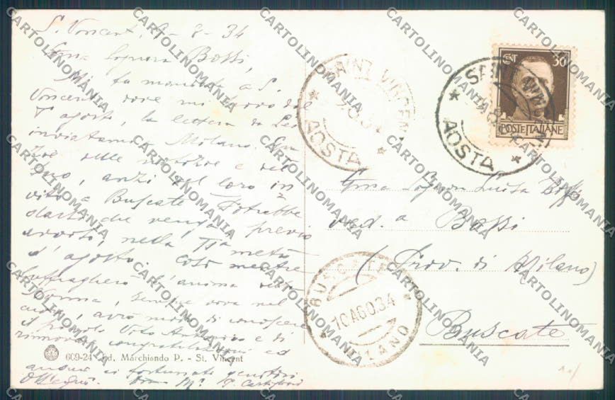 Aosta Saint Vincent cartolina ZQ4720 – retro
