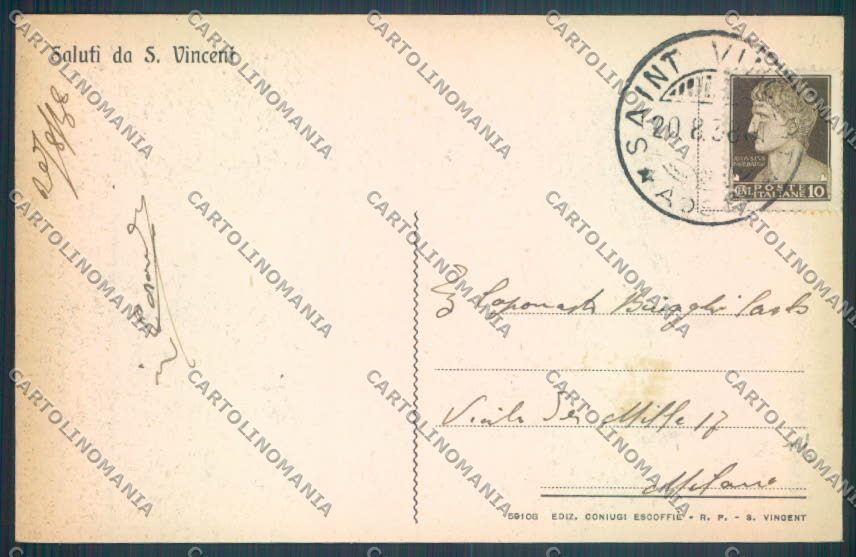 Aosta Saint Vincent cartolina ZQ4733 – retro
