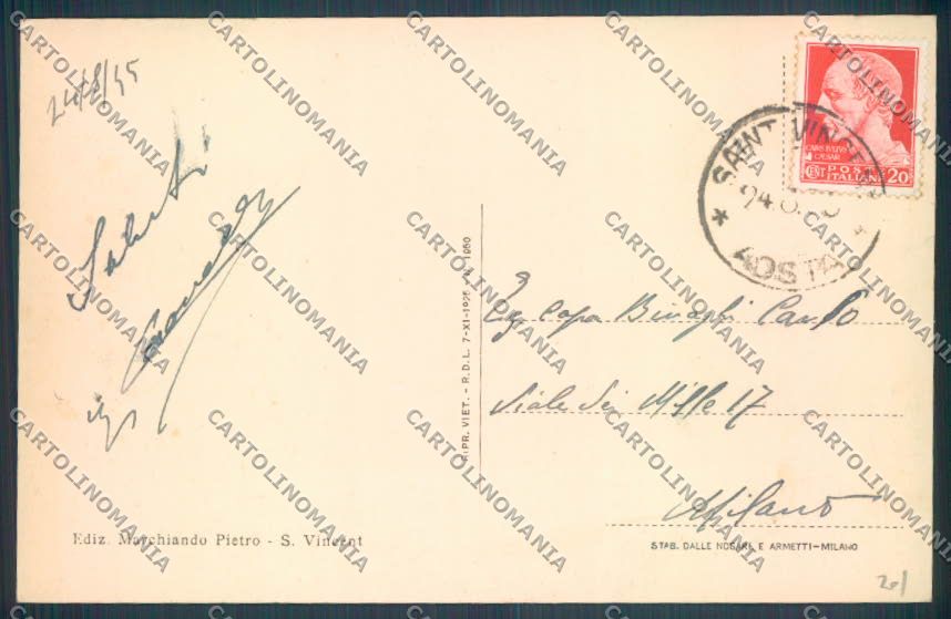 Aosta Saint Vincent cartolina ZQ4792 – retro