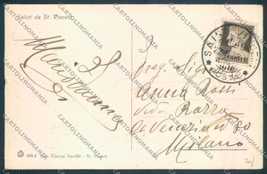 Aosta Saint Vincent cartolina ZQ4797 – retro