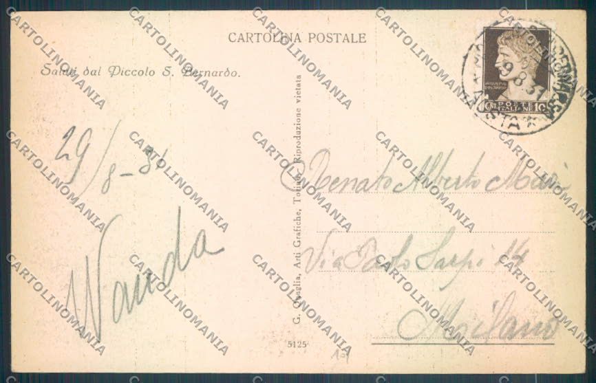 Aosta La Thuile Piccolo San Bernardo cartolina ZQ4904 – retro