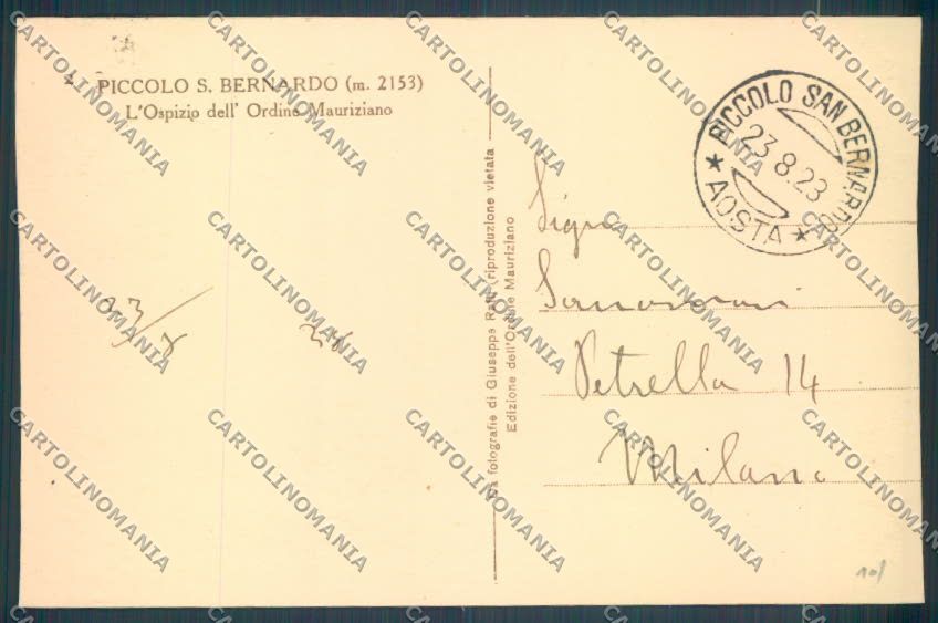 Aosta La Thuile Piccolo San Bernardo cartolina ZQ4906 – retro