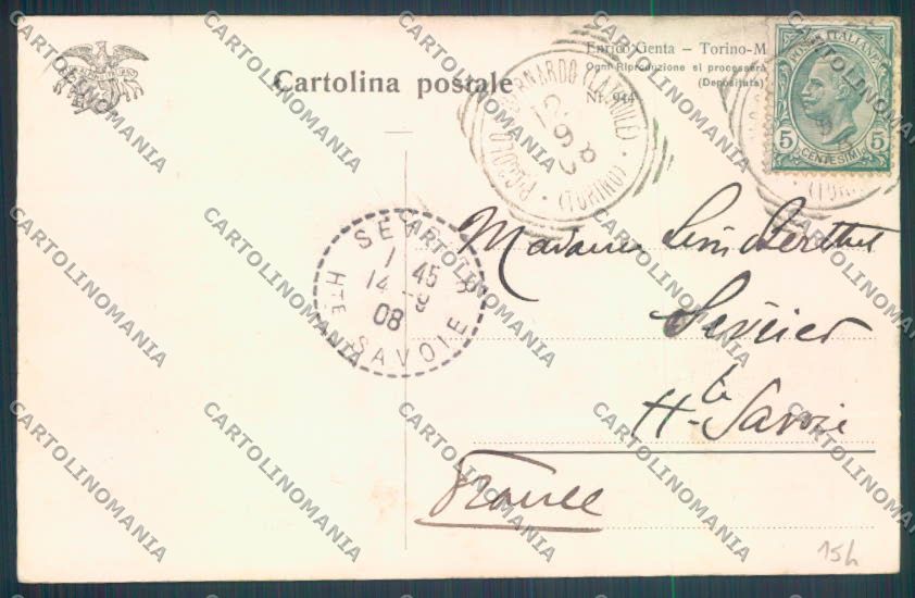 Aosta La Thuile Piccolo San Bernardo Nevicata Cane Dog cartolina ZQ4924 – retro