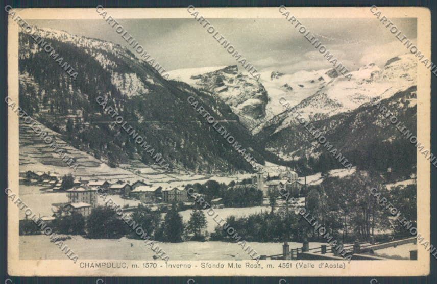 Aosta Ayas Champoluc Nevicata Monte Rosa PIEGHINE cartolina ZQ4950 – fronte