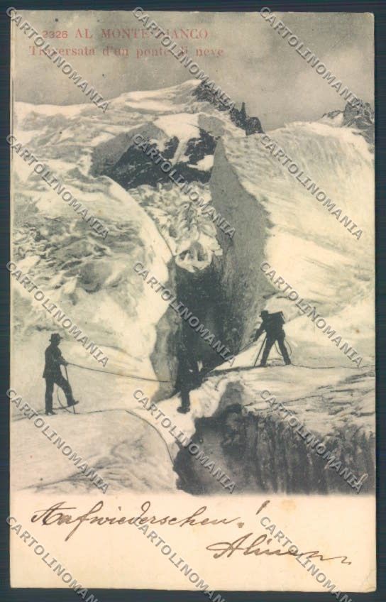 Aosta Monte Bianco Alpinismo PIEGHINA cartolina ZQ5083 – fronte
