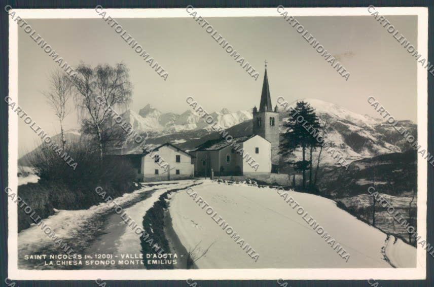Aosta Saint Nicolas Nevicata Foto cartolina ZQ5093 – fronte