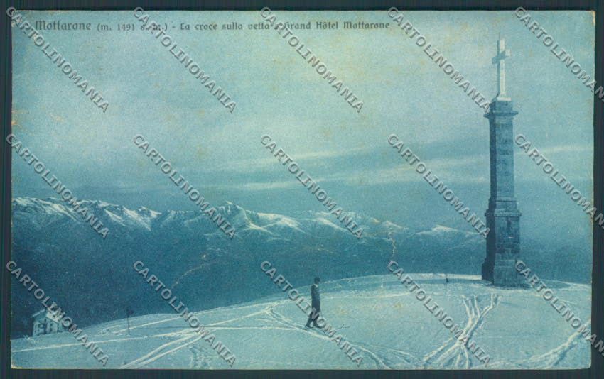 Verbania Stresa Mottarone Nevicata Sci PIEGATA cartolina ZQ5131 – fronte