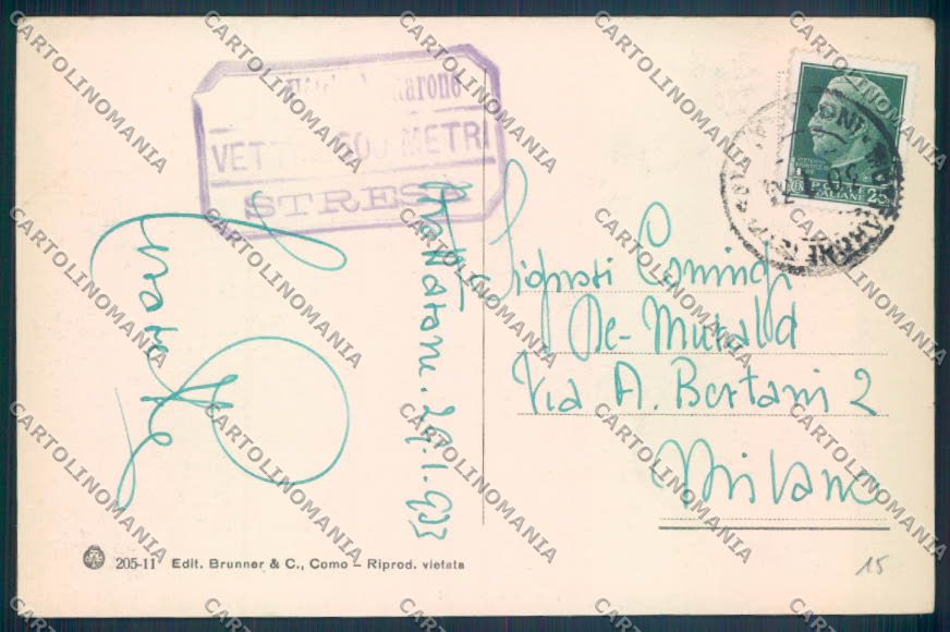 Verbania Stresa Mottarone Nevicata cartolina ZQ5314 – retro