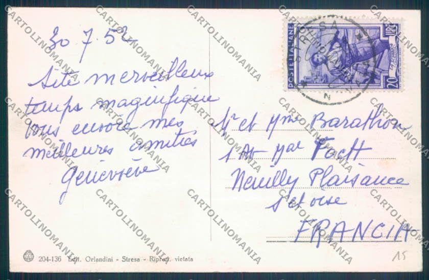 Verbania Stresa Battello cartolina ZQ5524 – retro