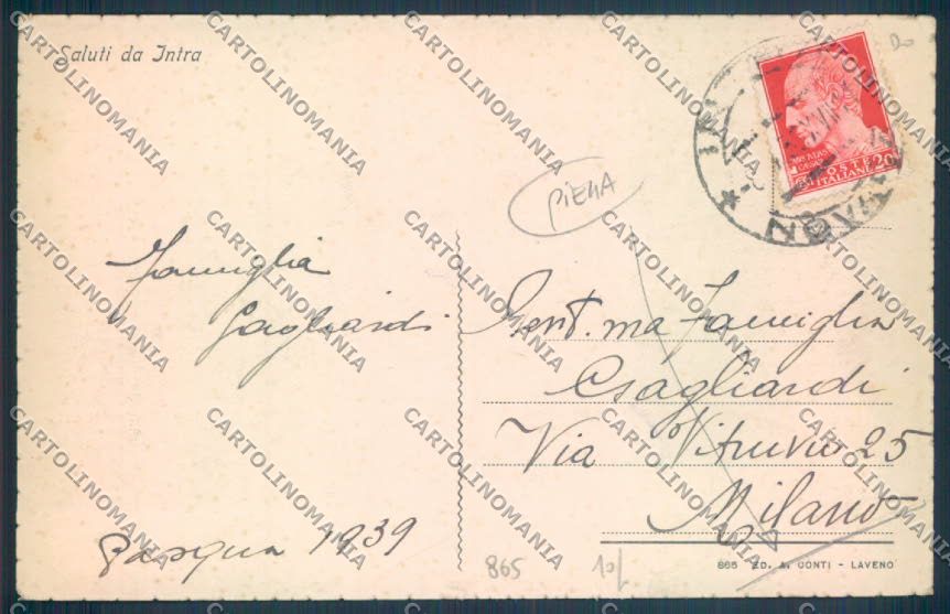 Verbania Intra PIEGA cartolina ZQ5708 – retro
