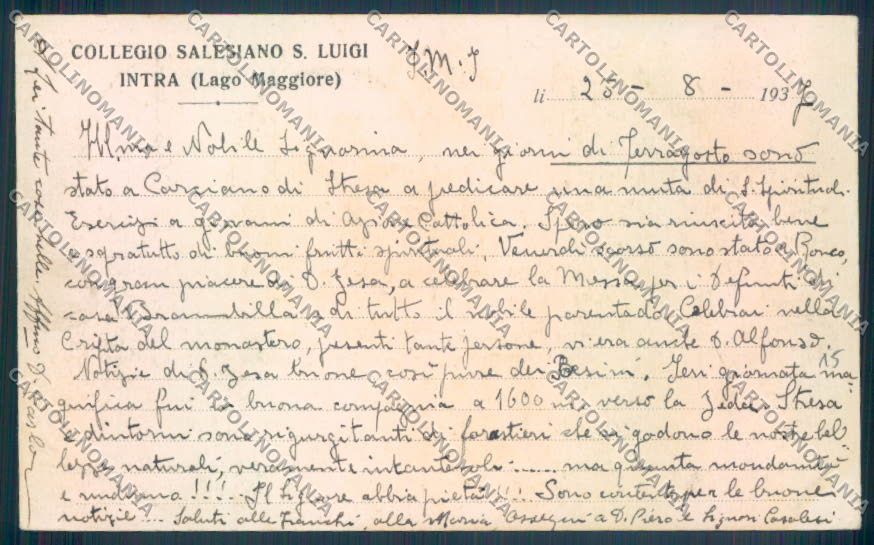 Verbania Intra Collegio PIEGA cartolina ZQ5760 – retro