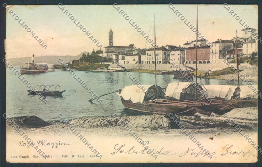 Novara Lesa Barca Battello PIEGATA cartolina ZQ6044 – fronte