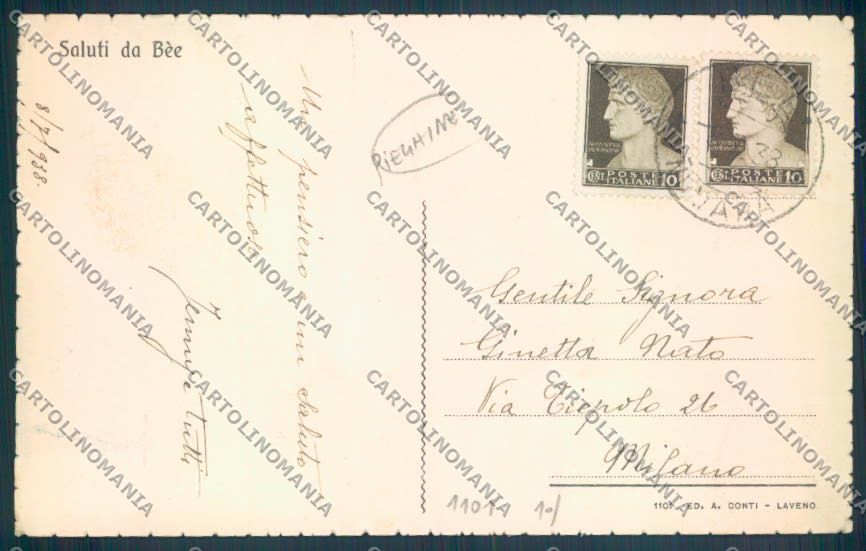 Verbania Bee PIEGHINE cartolina ZQ6069 – retro