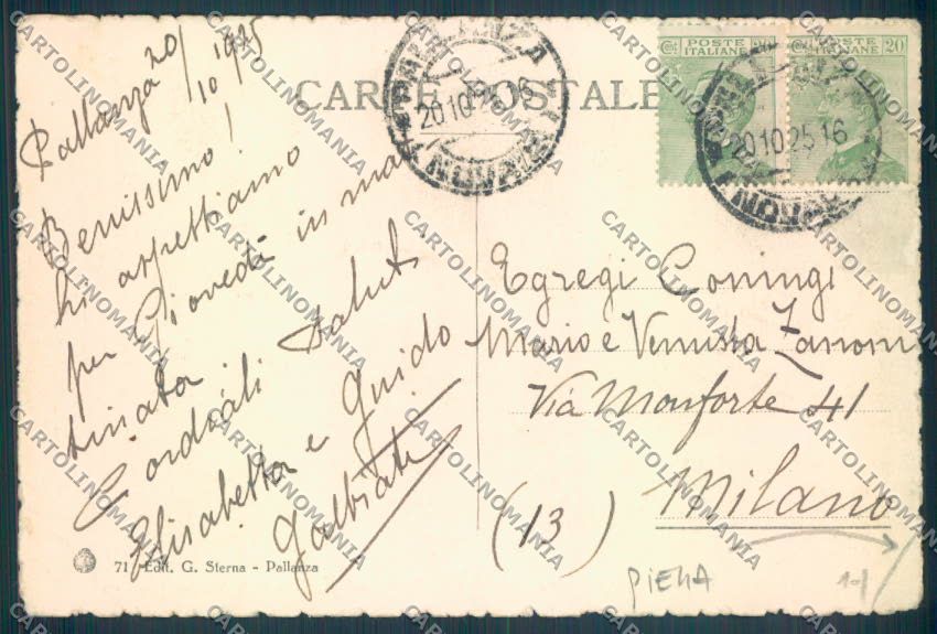 Verbania Pallanza PIEGA cartolina ZQ6214 – retro