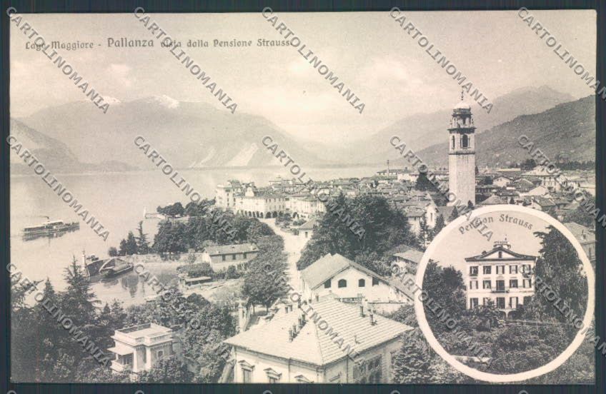 Verbania Pallanza Battello Pensione Strauss cartolina ZQ6338 – fronte