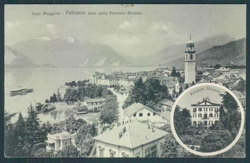 Verbania Pallanza Battello Pensione Strauss cartolina ZQ6359 – fronte