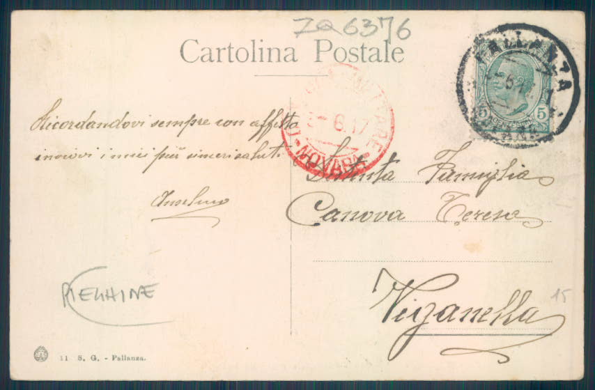 Verbania Pallanza Castagnola PIEGHINE cartolina ZQ6376 – retro