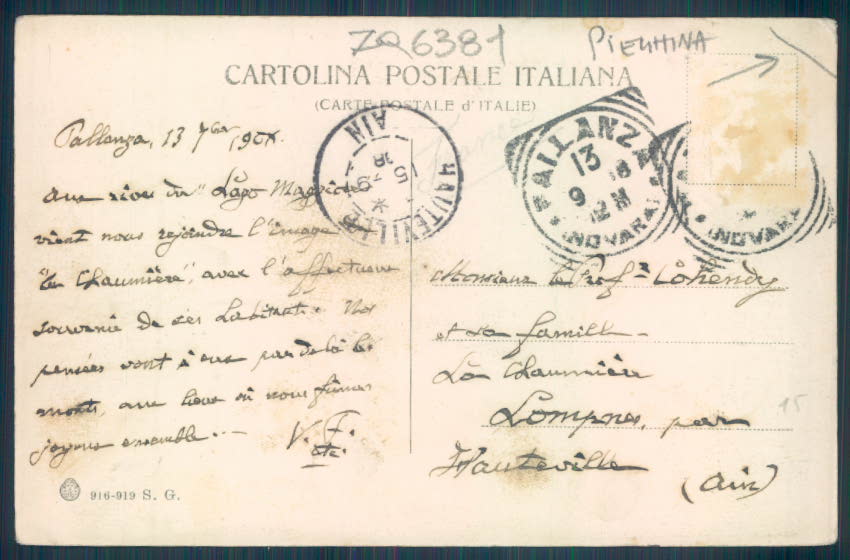 Verbania Pallanza Battello Pensione Strauss PIEGHINA cartolina ZQ6381 – retro